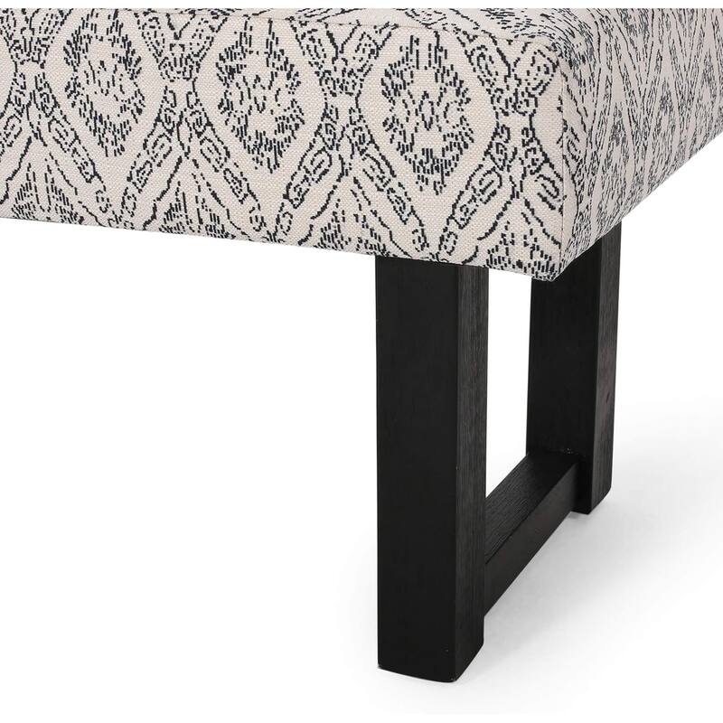 Boho Fabric Upholstered Bench with Wood Legs for End of Bed, Entryway