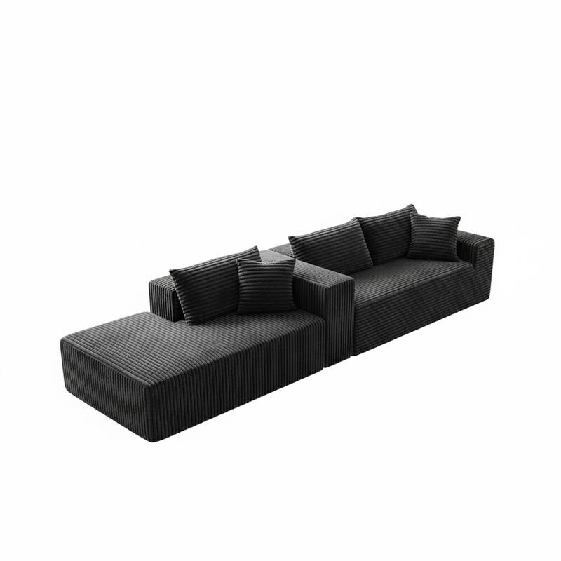 103.54" Flannel L-Shaped High-Density Modern Modular Sectional Sofa with Chaise & Pillows