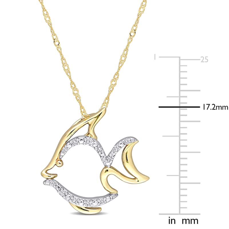 Miadora 10k 2-Tone Yellow and White Gold Diamond Accent Fish Necklace
