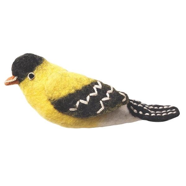 slide 2 of 3, Handmade Wild Woolies Goldfinch Felt Bird Garden Ornament (Nepal)