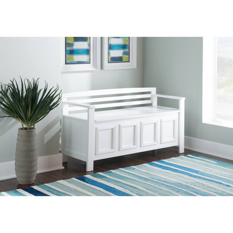 Slatted Back Storage Bench - 46" - White