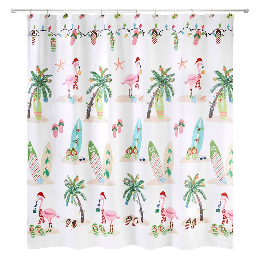 Avanti Linens Flamingo Jingle Shower Curtain