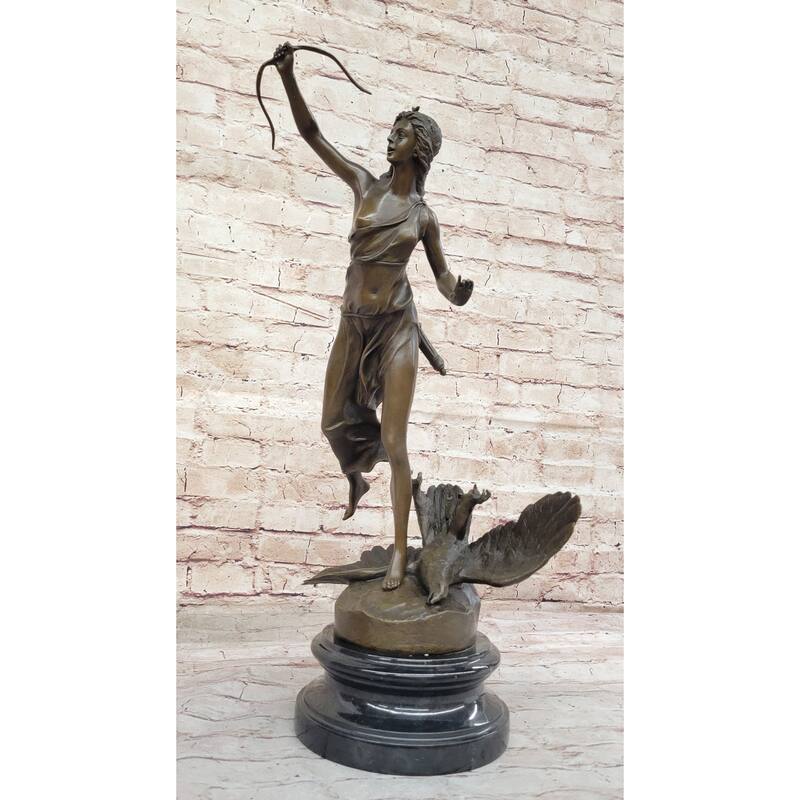 Diana The Huntress Goddess Of Hunt Killing Eagle Bronze Sculpture By Gaso