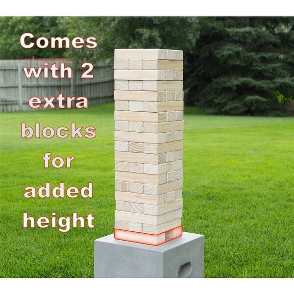 dimension image slide 0 of 2, Yard Games Large Tumbling Timbers 24" Wood Block Stacking Game w/ Case, Natural - 12.5 x 9.8 x 9.3 inches