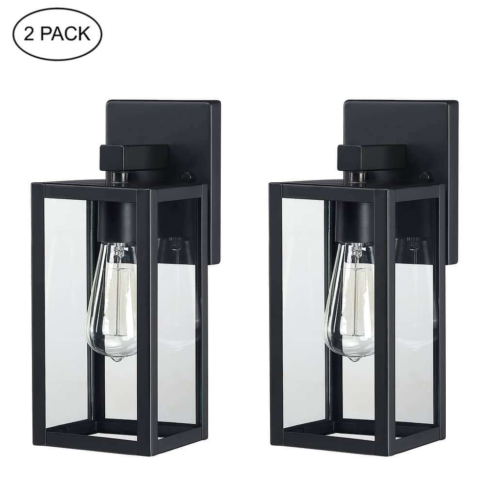 2-pack 13" H 1-Light Black Outdoor wall Lantern(Dusk to Dawn could be chosen)