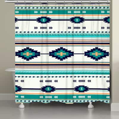 Laural Home Southwest Craze Turquoise Shower Curtain