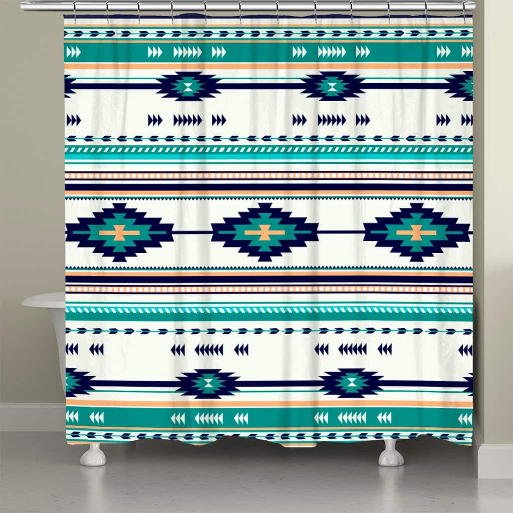 Laural Home Southwest Craze Turquoise Shower Curtain