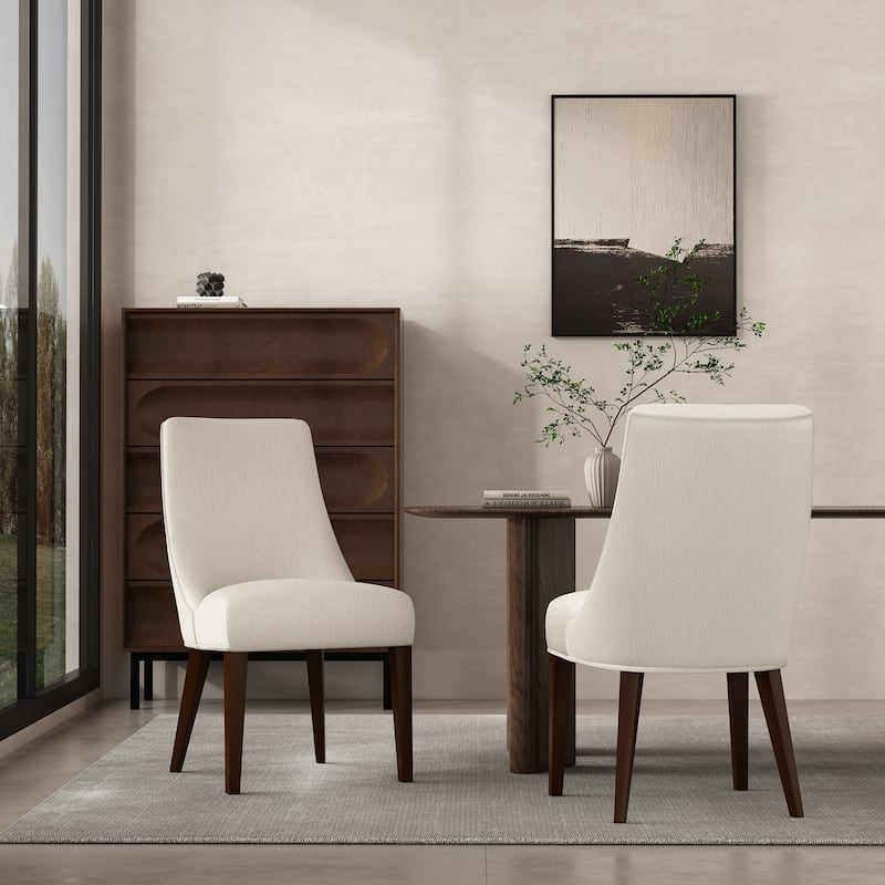 Manhattan Comfort Beever Modern Chenille Dining Chair Set - Set of 2 - Cream