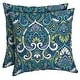 preview thumbnail 1 of 7, Arden Selections Sapphire Blue Leala Damask Throw Pillow, 2 Pack - 16 in L x 16 in W x 5 in H