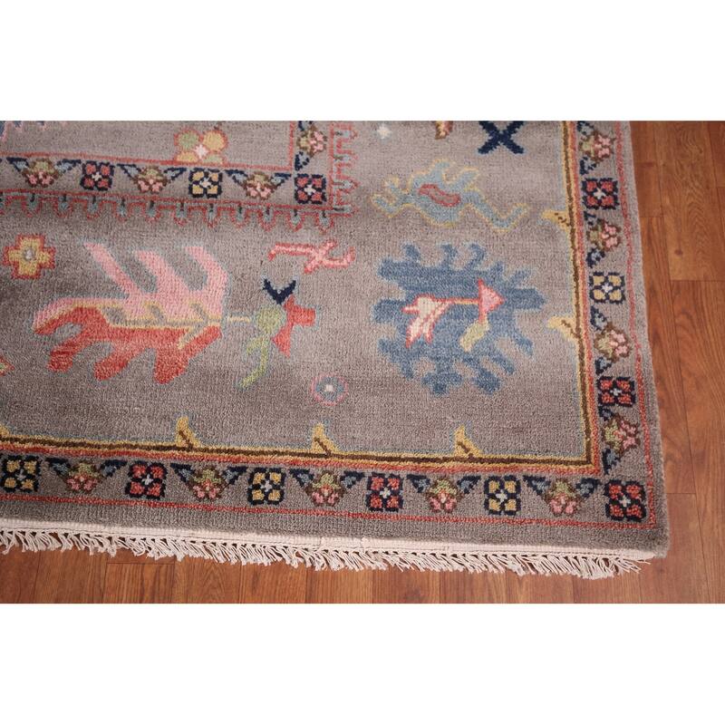 Transitional Oushak Oriental Area Rug Hand-Knotted Wool Carpet - 9'2"x 11'10"