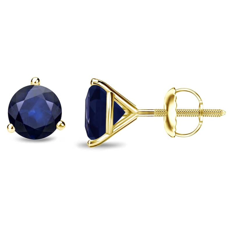 Auriya 14k Gold Round Sapphire Stud Earrings 1ctw Martini-set - Yellow