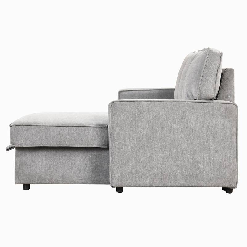 Sleeper Sectional Sofa with Storage Space,USB port,2 cup holders on Back Cushions