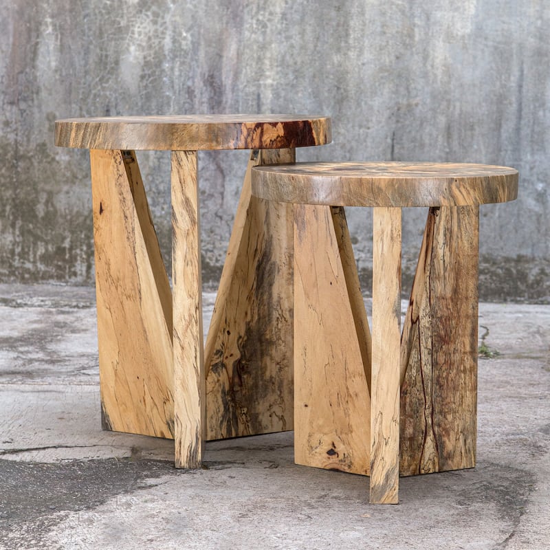 Uttermost Nadette Set of (2) Modern Rustic End Nesting Tables