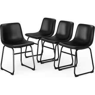 Modern Upholstered Dining Chairs Set of 4 with PU Leather Cushions and ...