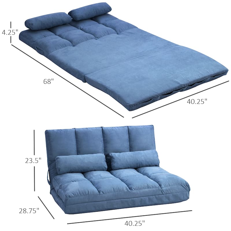 Blue 40.3" Folding Loveseat Chaise Lounge Chair