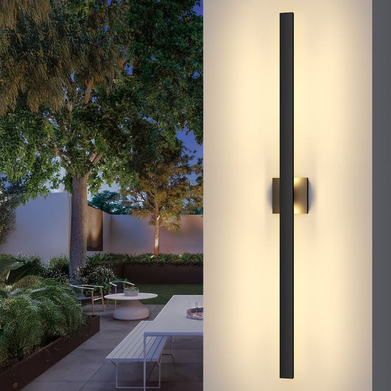 Black Aluminum LED Outdoor Wall Sconce Linear Wall Mounted Lights - 47.2inch