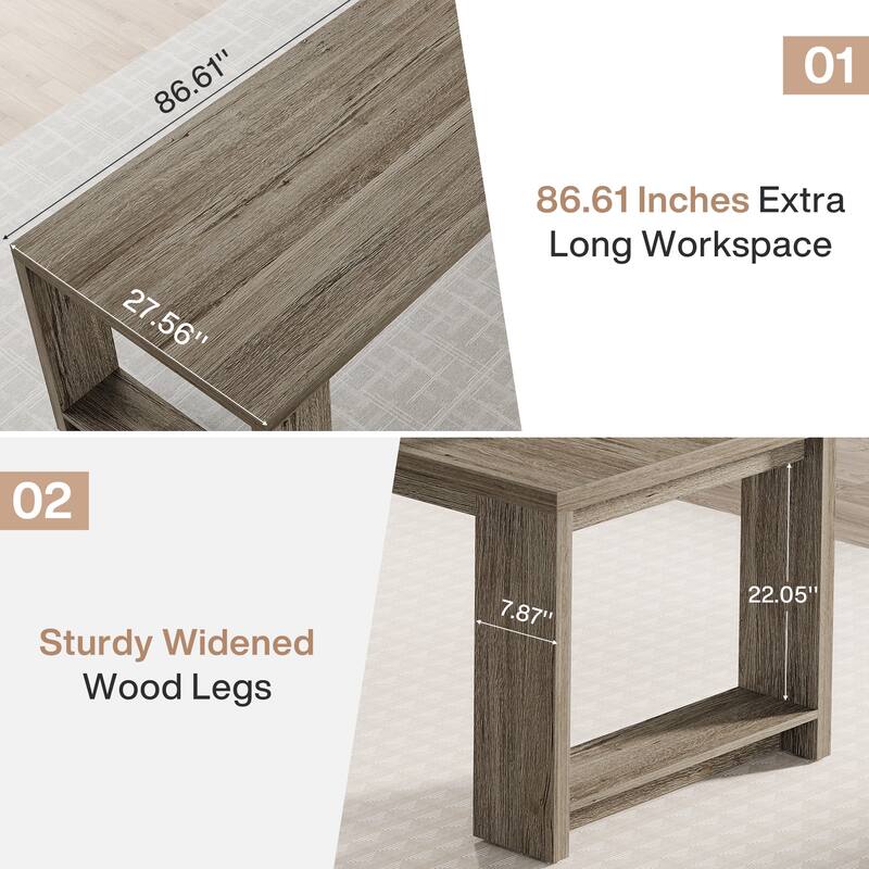 2 Person Desk, 86'' Extra Long Desk, Double Computer Desk Workstation ...