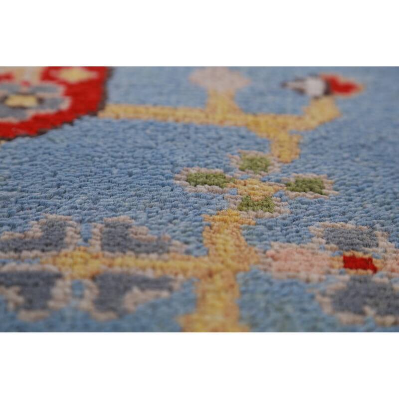 Hand Knotted Oriental 100% Wool Carpet Traditional Floral Navy Blue & Blues Art Deco Area Rug - 5' 10'' X 3' 11''