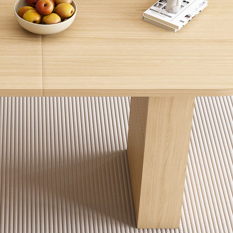 62.9" Oval Dining Table for 6: Farmhouse Kitchen Table with Wood Strip Base, Large Pedestal Dining Room Table