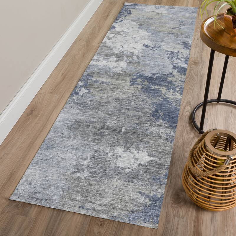 Machine Washable Indoor/ Outdoor Modern Contemporary Chantille Rug