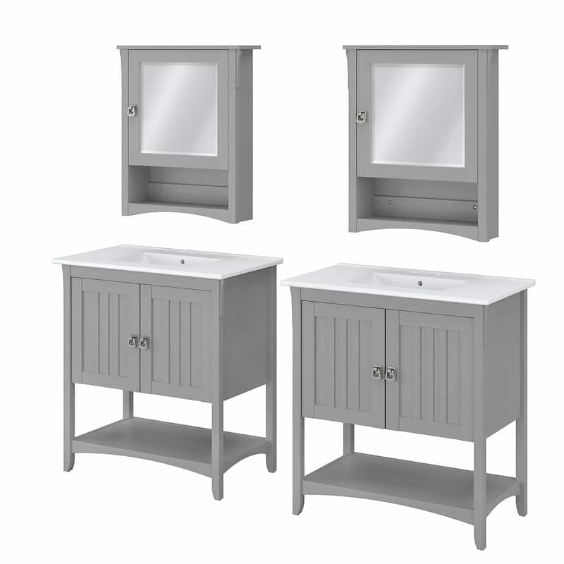 Salinas 64W Double Vanity Set with Medicine Cabinets by Bush Furniture