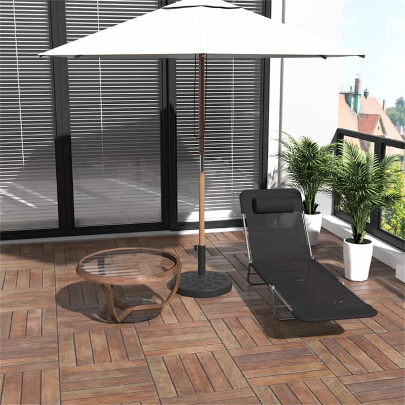 6 Recline Positions Adjustable Outdoor Sun Lounger Chair with Foldable Steel Frame and Mesh Seat - 22" W x 71.7" D x 11" H