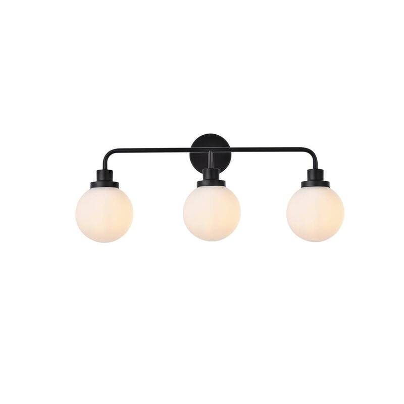 Elegant Lighting LD7034W28 Hanson 3 Light 28" Wide Vanity Light - Black / Frosted