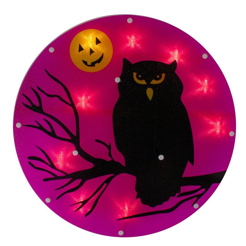 13.75" Lighted Owl Halloween Window Silhouette