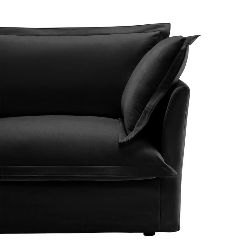 L-Shaped Slipcovered Sectional Sofa Couch, Comfy Chenille Deep Seat Cloud Couch with Convertible Ottoman & 2 Big Pillows