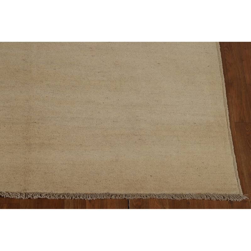Modern Gabbeh Oriental Area Rug Hand-Knotted Solid Wool Carpet - 6'2"x 8'9"
