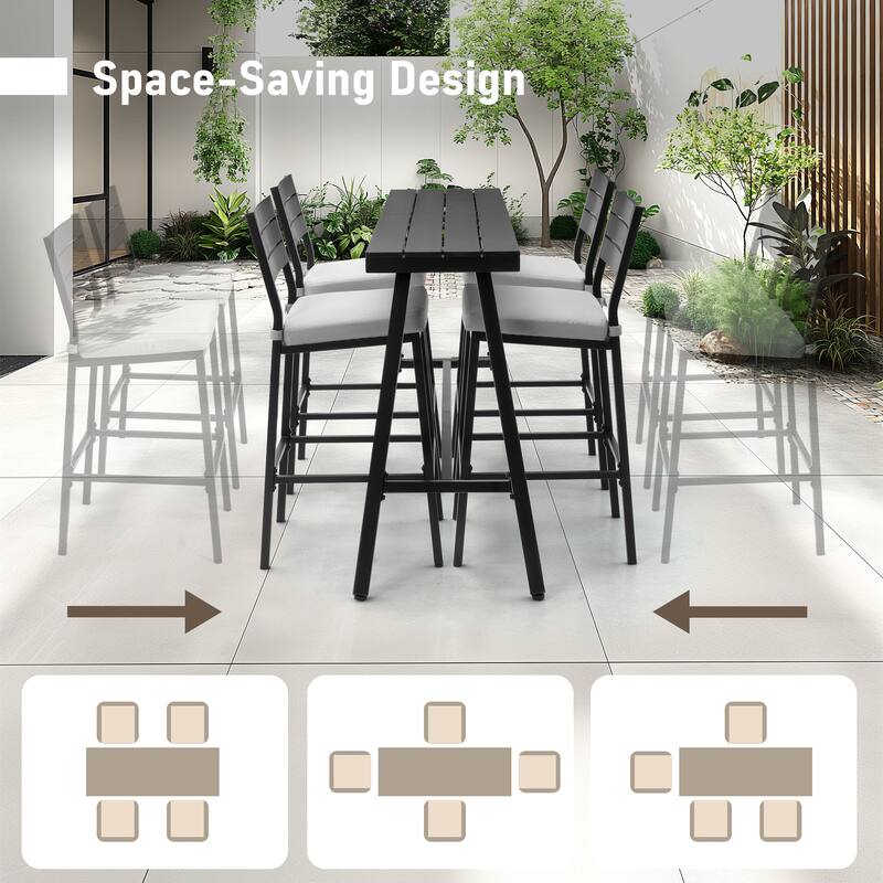 Pellebant Outdoor Bar Table Patio Rectangular