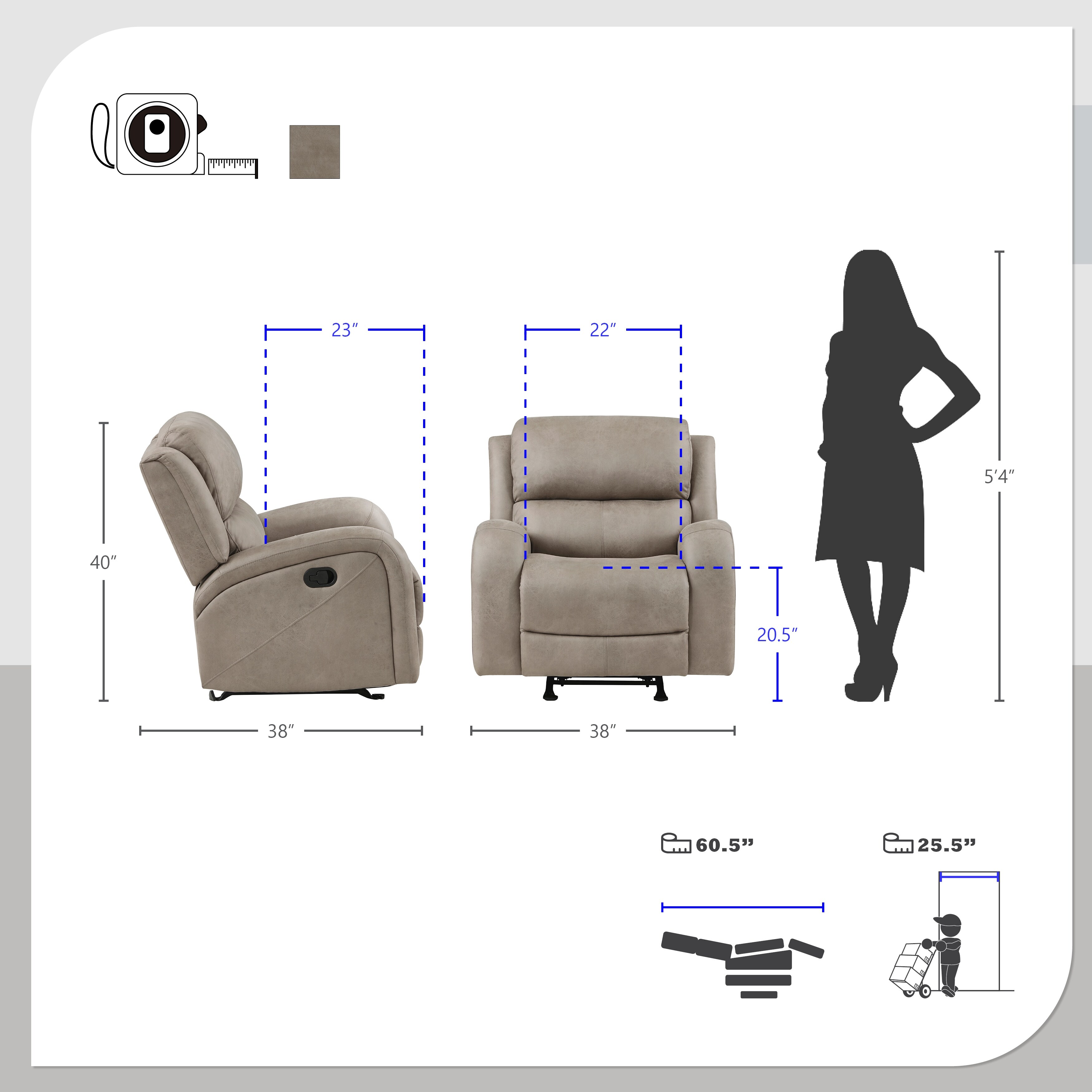 Roundhill furniture brandan bonded leather dual rocker recliner 2025 chair