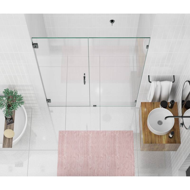 Glass Warehouse 78" x 57.5" Frameless Shower Door - Wall Hinge