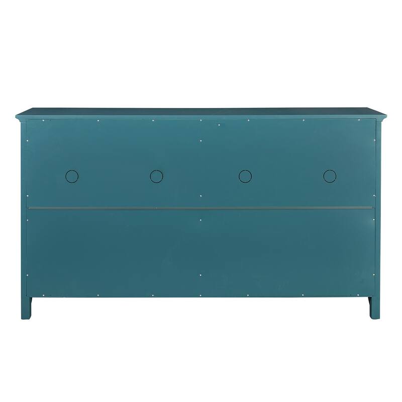 Multifunctional Teal Blue TV Console with Glass Doors, Adjustable