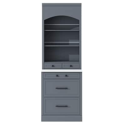 Modern 83.7-Inch Tall Kitchen Pantry with Faux Marble Top, Display Cabinet, 5 Drawers & Adjustable Shelf‌