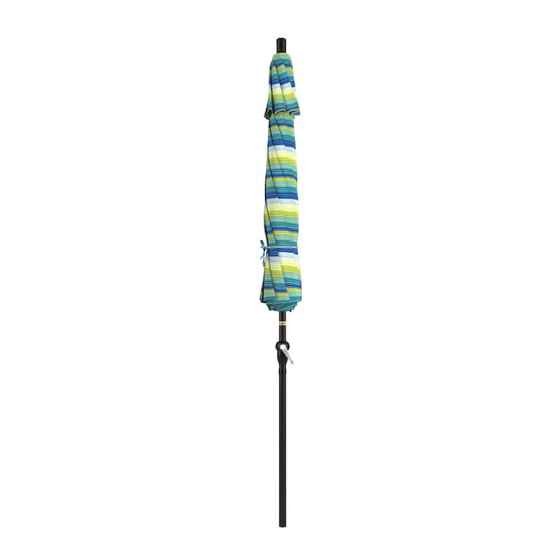 California Umbrella 9' Sunset Series Patio Umbrella Bronze Aluminum Frame and Ribs, Crank Lift Auto Tilt, Sunbrella Cilantro