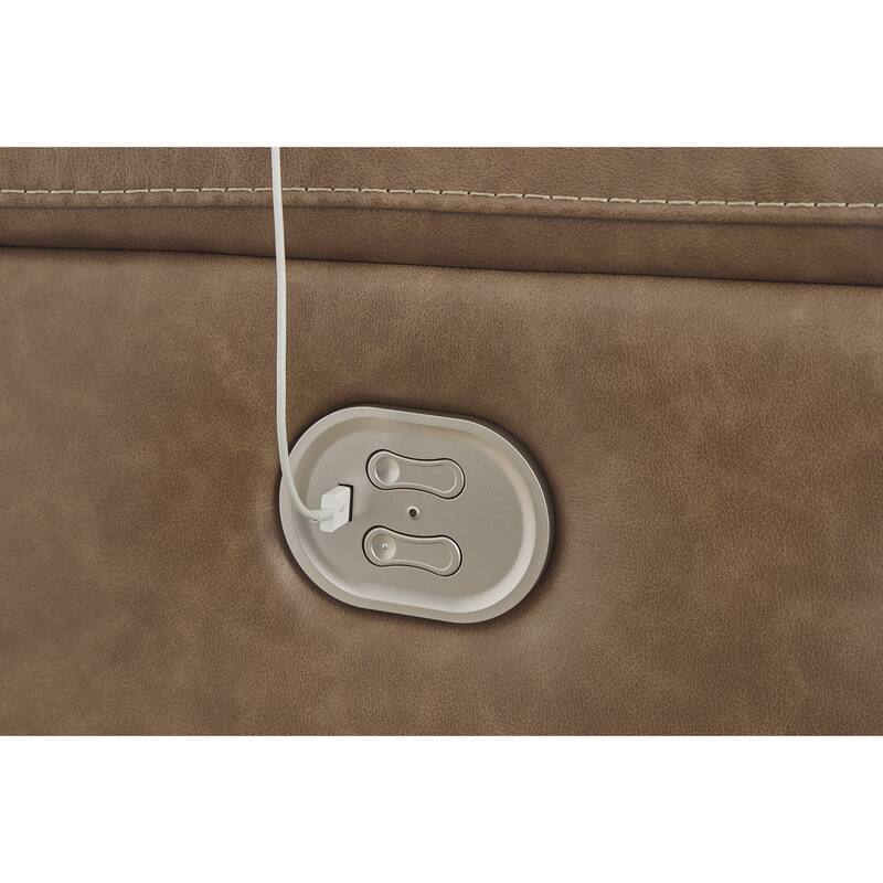 Signature Design by Ashley Trasimeno Caramel Power Reclining Loveseat with Console - 79" W x 40" D x 42" H