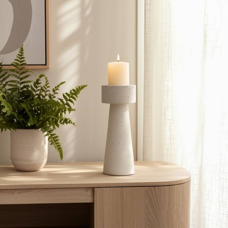 Pottery Taper Holder Cylindrical Top and Conical Base Design for Home