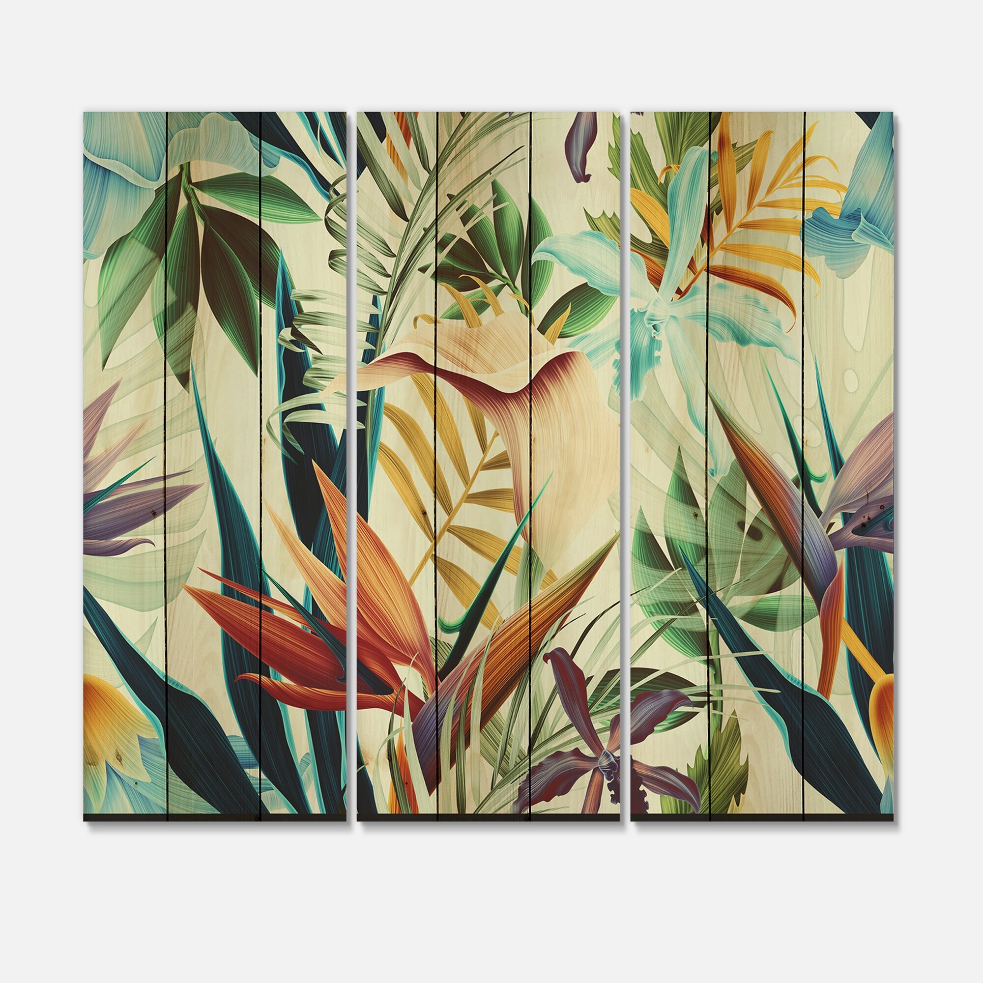 Designart 'Tropical VIntage Flowers I' Tropical Print on-image