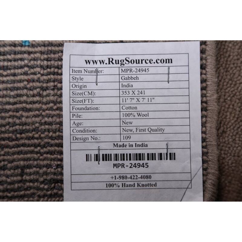 Light Brown Tribal Gabbeh Indian Area Rug Handmade Wool Carpet - 7'11" x 11'7"