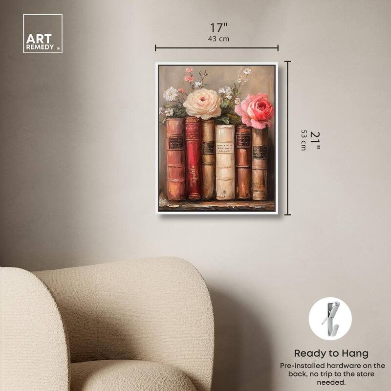 Bookshelf Bouquet III Canvas by Art Remedy