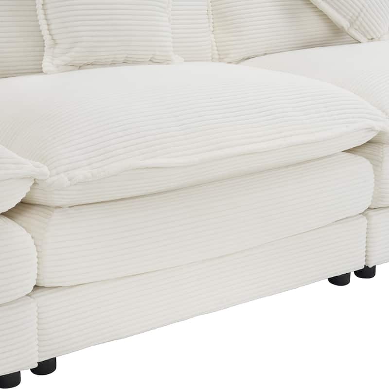 112.6" Spacious Corduroy Sectional Sofa,Modular Design,Hidden Storage