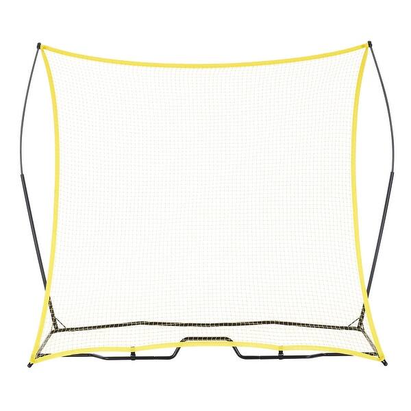 slide 2 of 11, Iron Tube and Polyester Soccer Trainer Rebounder Net, Portable Yellow-Black