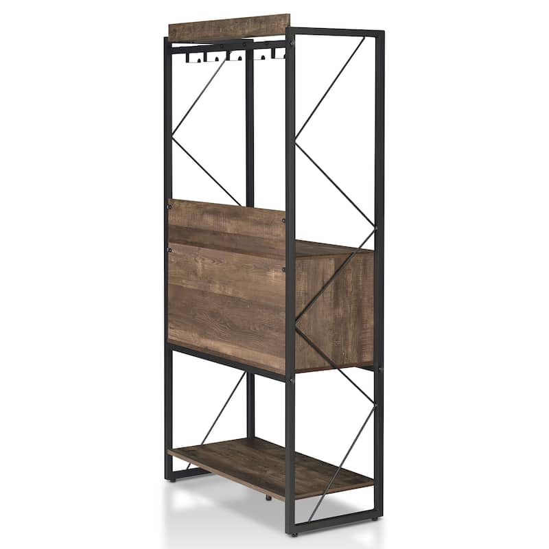 DH BASIC Industrial Reclaimed Oak 67-inch Metal 6-Wine Slots Baker's Rack by Denhour