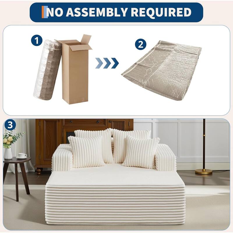 54.3"W Oversized Chaise Lounge Chair Indoor, with 4 Pillows