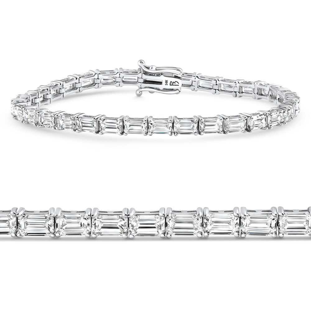 11Ct Emerald Cut Diamond Tennis Bracelet White Gold 7" Lab Grown