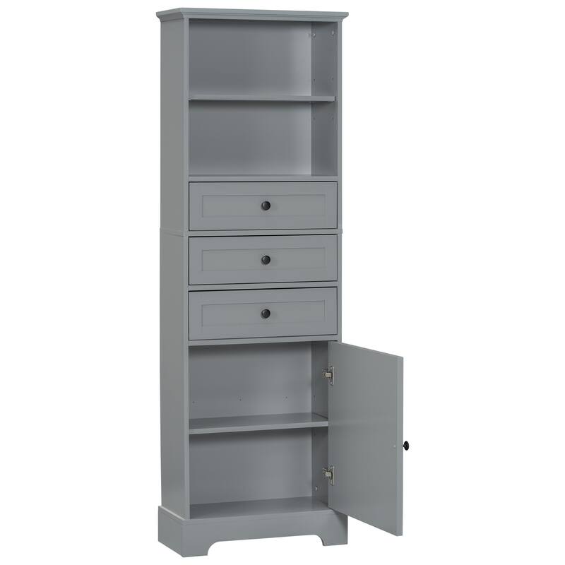 GDFStudio - Kael 67" Tall Storage Cabinet with Drawers & Adjustable Shelves, Modern MDF Organizer