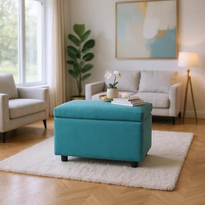 Fabric Storage Ottoman with Hidden Compartment