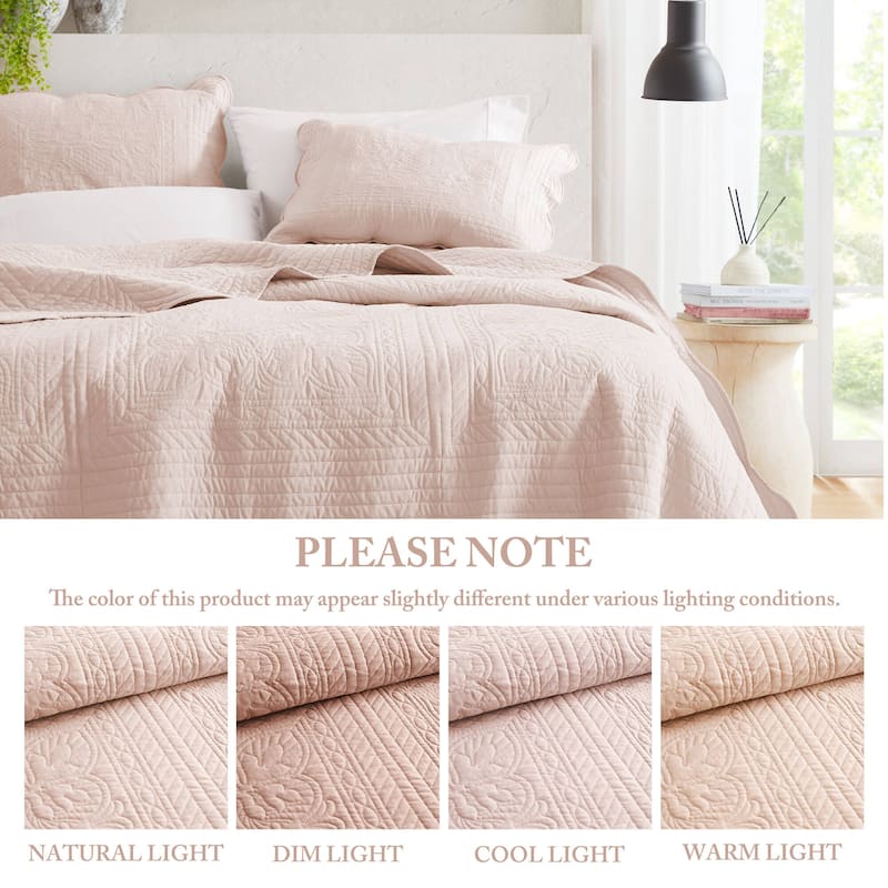 Madison Park Marino 3 Piece Reversible Scalloped Edge Quilt Set