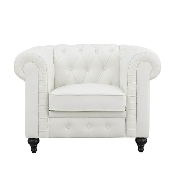 Chesterfield 3 Piece Living Room Sectional Sofa Set with Rolled Arms Button Tufted Cushion Sofa Loveseat for Living Room